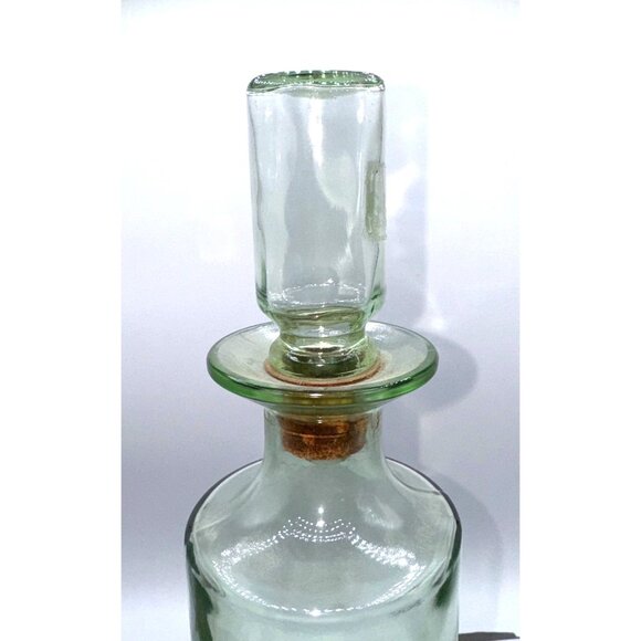 Vintage Green Glass Decanter With Cork Stopper & Orange Canadian Geese Design - Picture 4 of 13